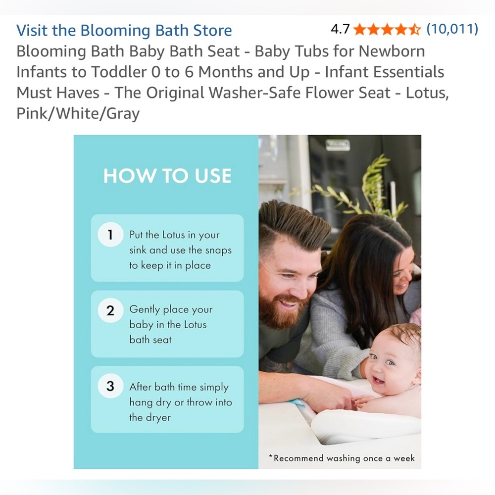 Blooming Bath Baby Bath Seat - Pink/White/Gray - Picture 6 of 7